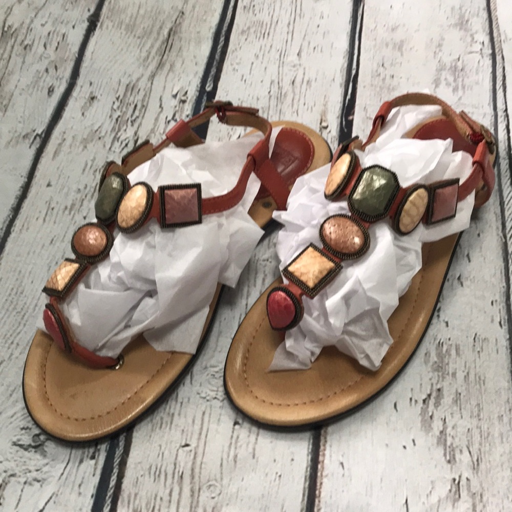 Frye Dani Jeweled Leather Thong Sandal